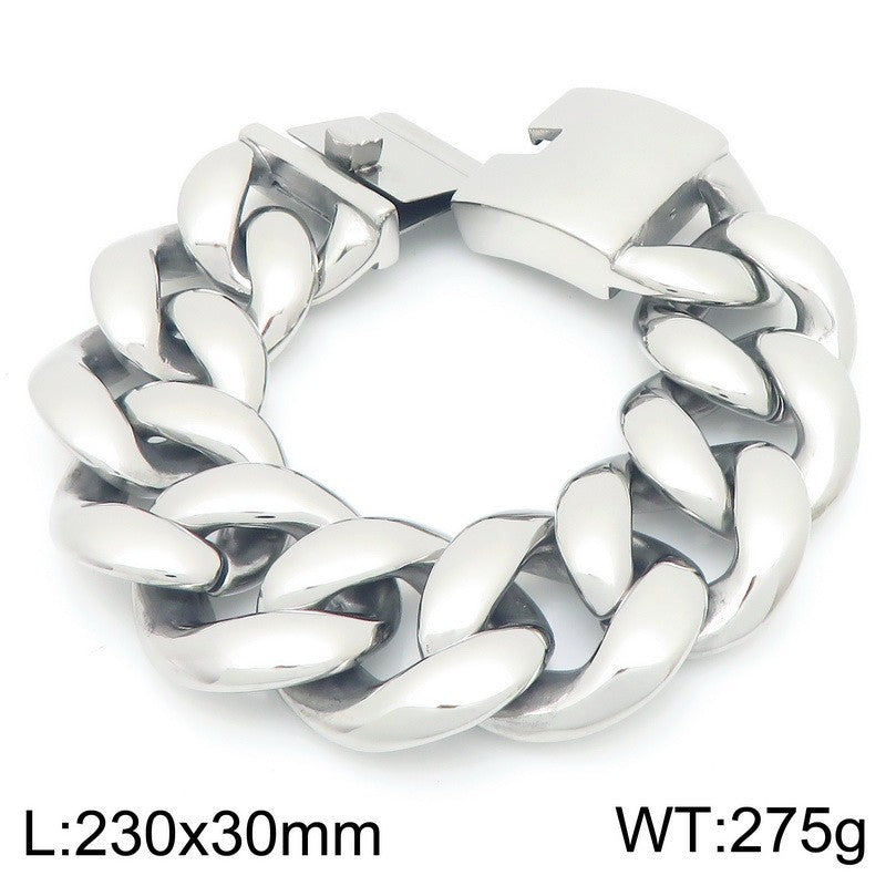Titanium Steel – Vacuum Plating 30mm Design Cuban Chain Stainless Bracelet