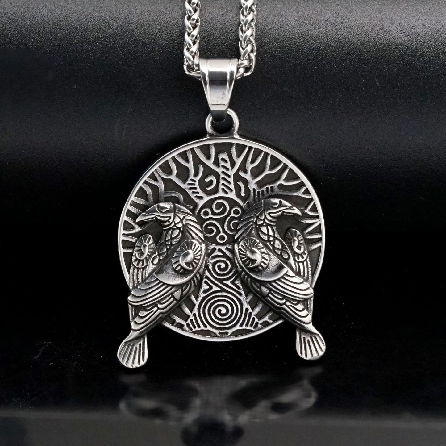 Steel Necklace – Vintage Nordic Viking Crow