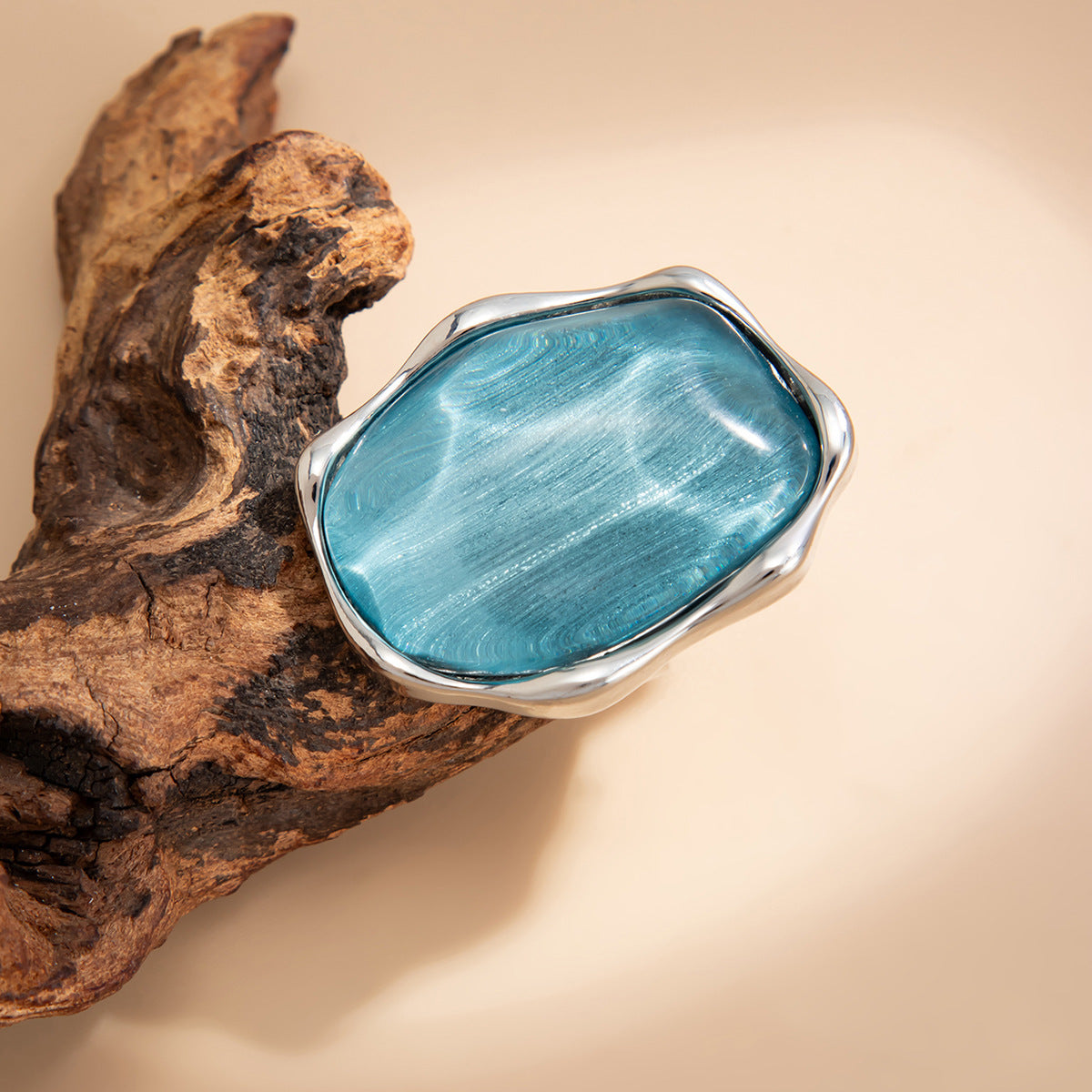 Planderful Vienna Verve Wide Stone Ring For Bold Modern Women Statement Ring Jewelry Accessory