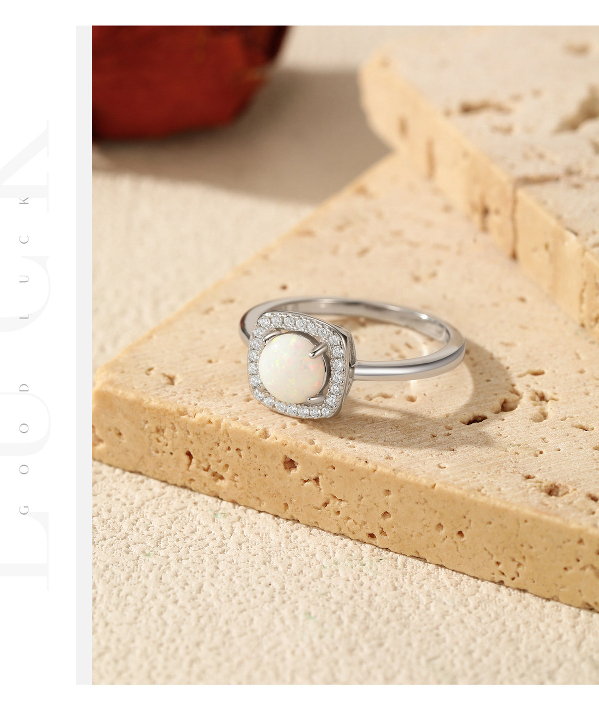 925 Sterling Silver Artificial Opal Ring