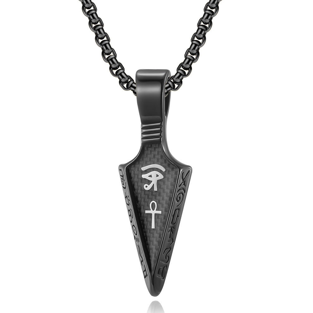Planderful Eye Of Horus Necklace Titanium Steel Carbon Fiber Pendant For Men Bold Literary Style Jewelry