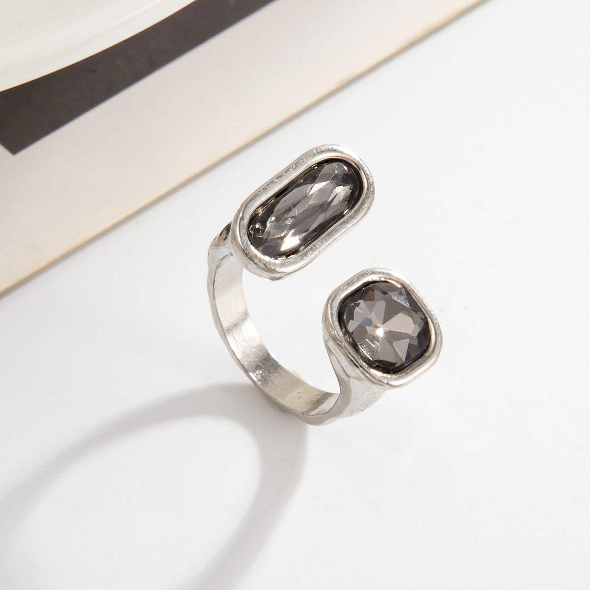 Black Acrylic Ring Planderful Vienna Verve For Minimalist Women Geometric Square Statement Jewelry