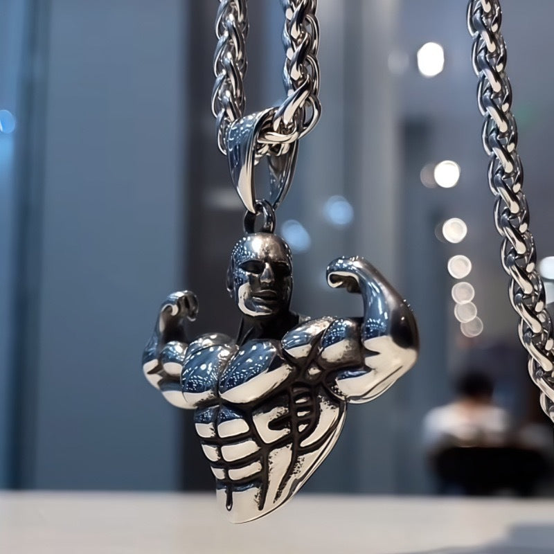 Planderful Barbell Necklace For Men Durable Titanium Steel Fitness Jewelry Gift For Him Bold Minimalist Kinetic Style
