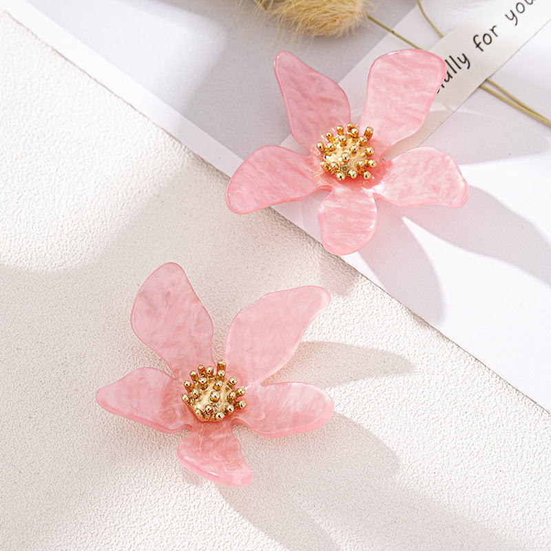 Planderful Vienna Verve Earrings – Fashionable Candy Color Acrylic Flowers