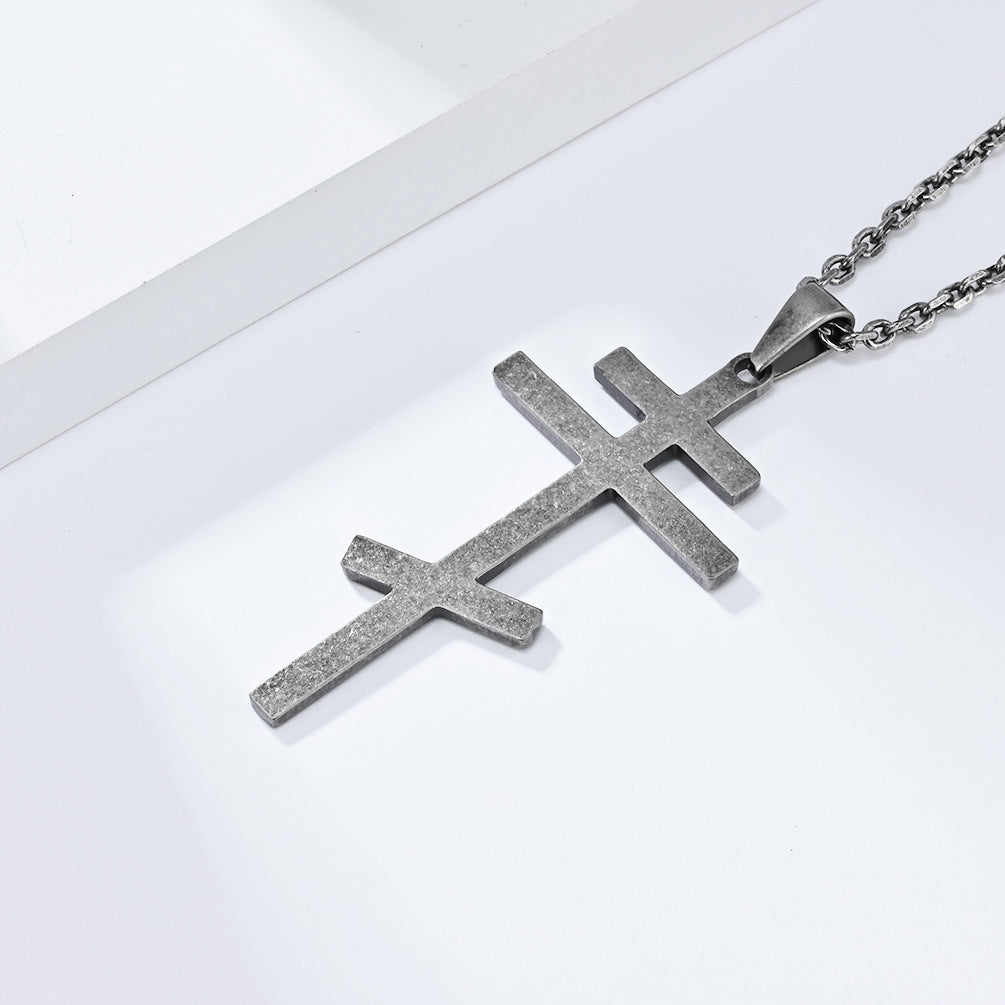 Steel Necklace - Vintage Orthodox Cross Pendant