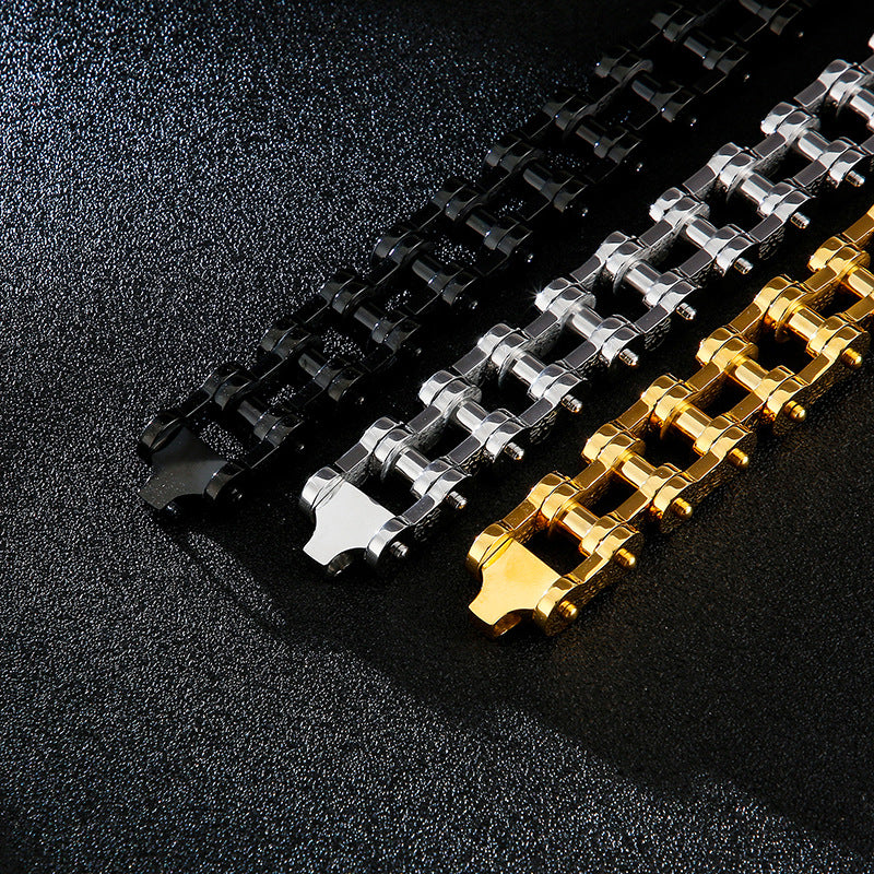 Men's Titanium Steel Bicycle Bracelet with Pirate Design in European and American Hip-Hop Style