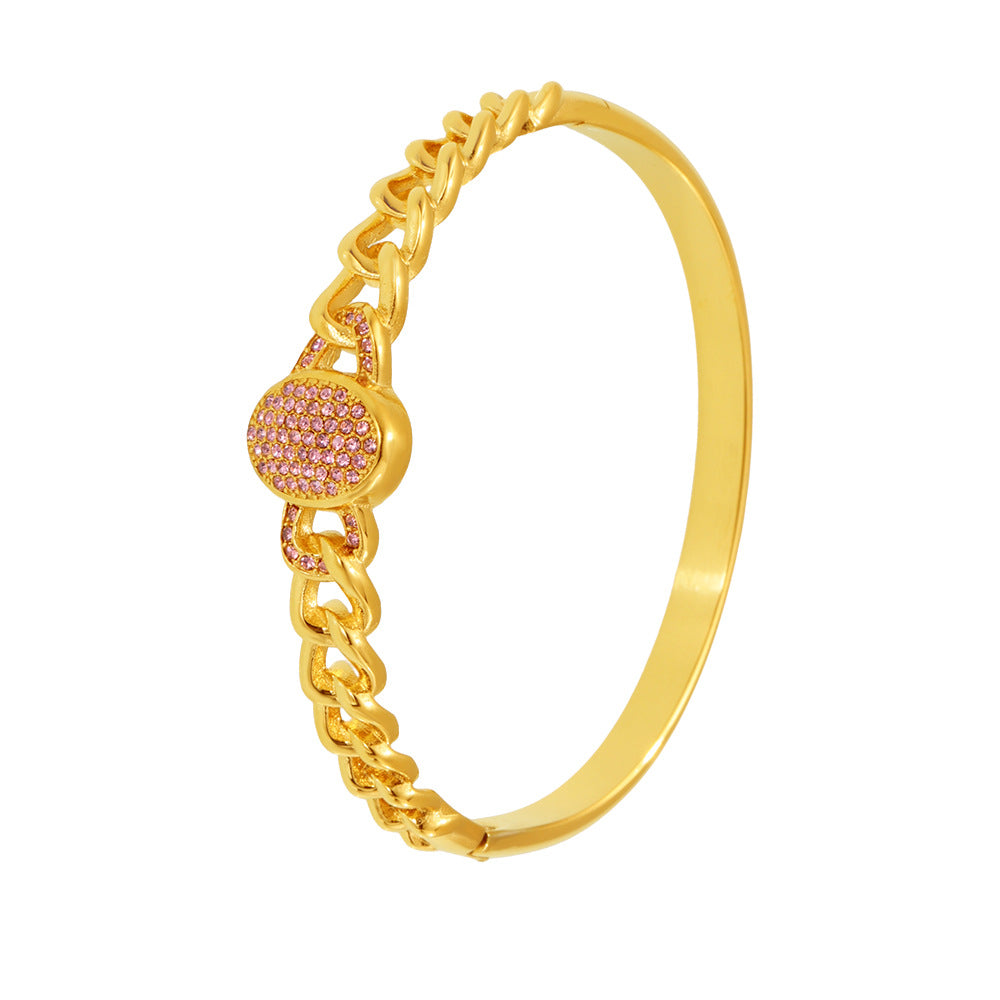 Planderful Stainless Steel NK Chain Zircon Bracelet Unisex