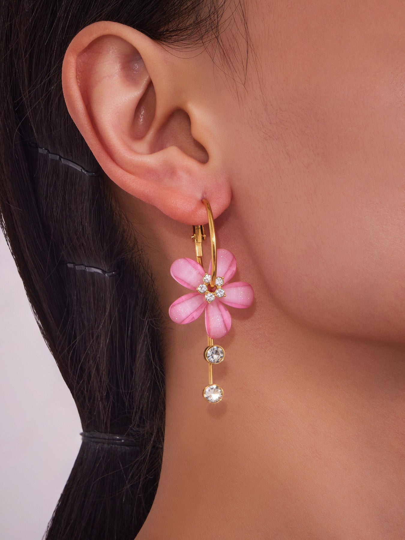 Planderful Camellia Zircon Tassel Earrings Women Stainless