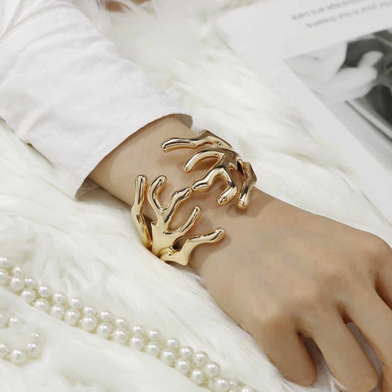 Exaggerated Gold-Plated Branch Bracelet from Vienna Verve Collection