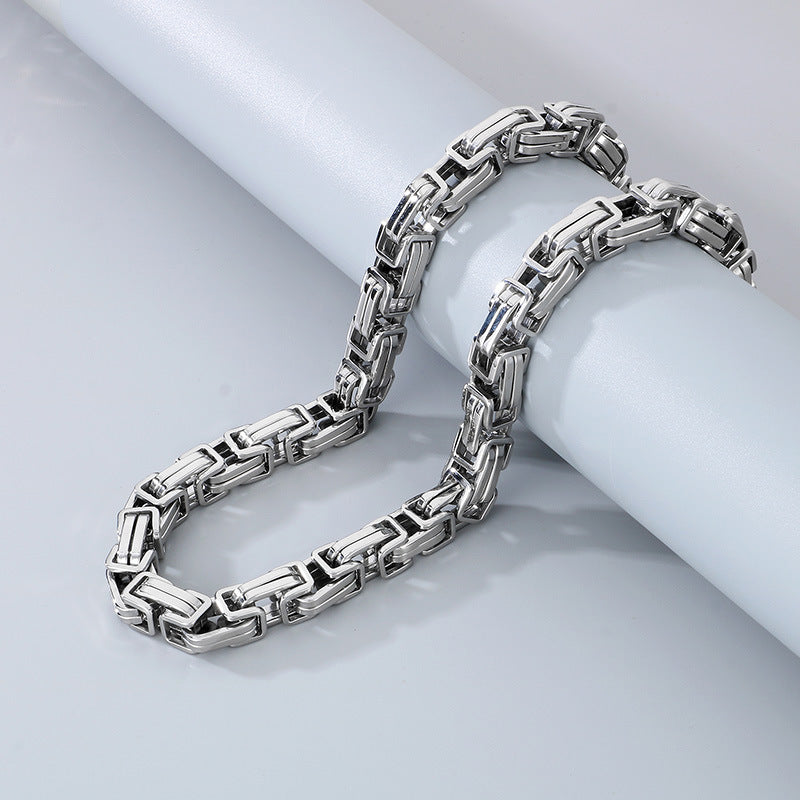 12/15mm Thick Chain Emperor Chain Men's Necklace Bracelet Hip-Hop Double-Piece Knot Chain Stainless