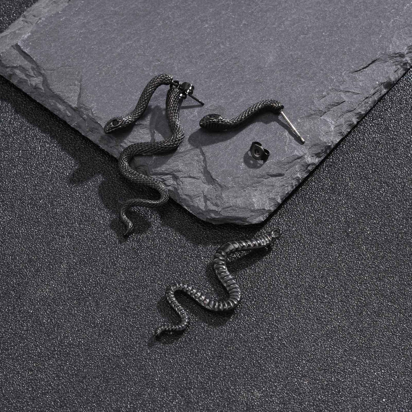 Planderful Ladies Snake Earrings Stainless Colorful Zircon