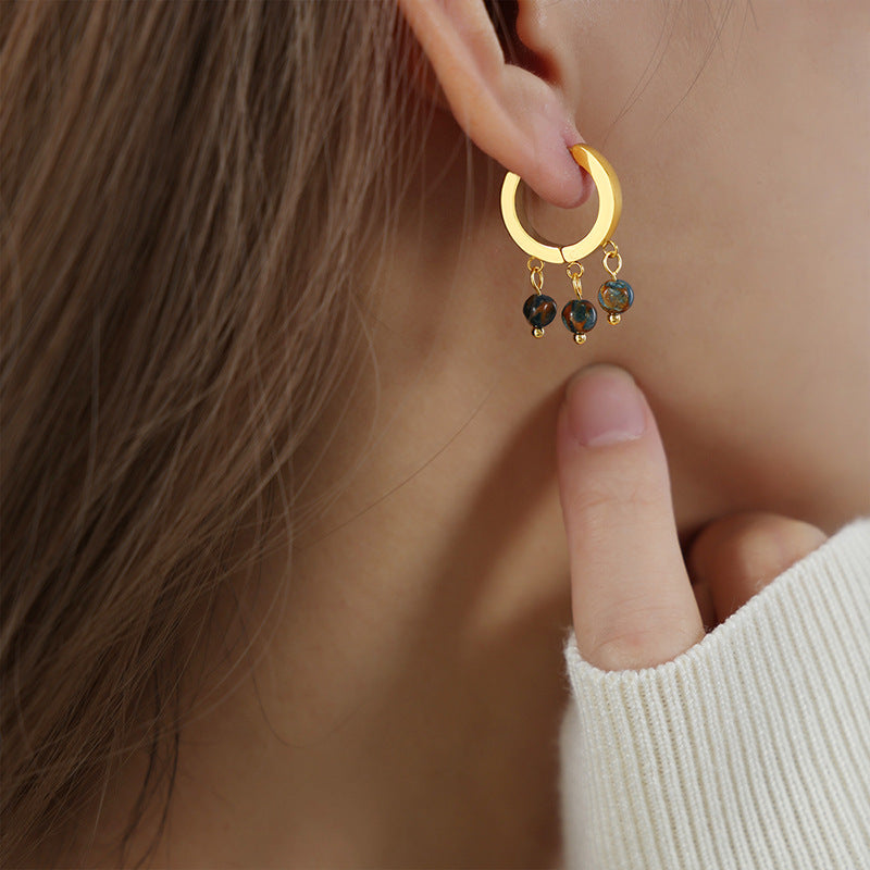 Exquisite Gold-Plated Natural Stone Earrings for Fashionable Women