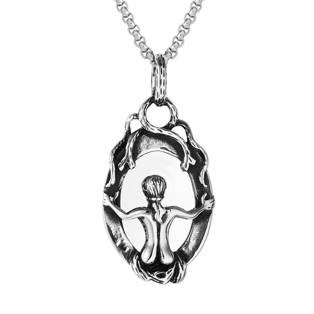 Mirror Skull Titanium Steel Pendant Necklace