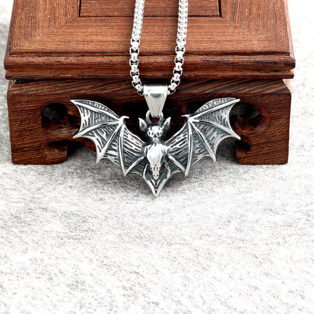 Gothic Bat Stainless Steel Pendant Necklace