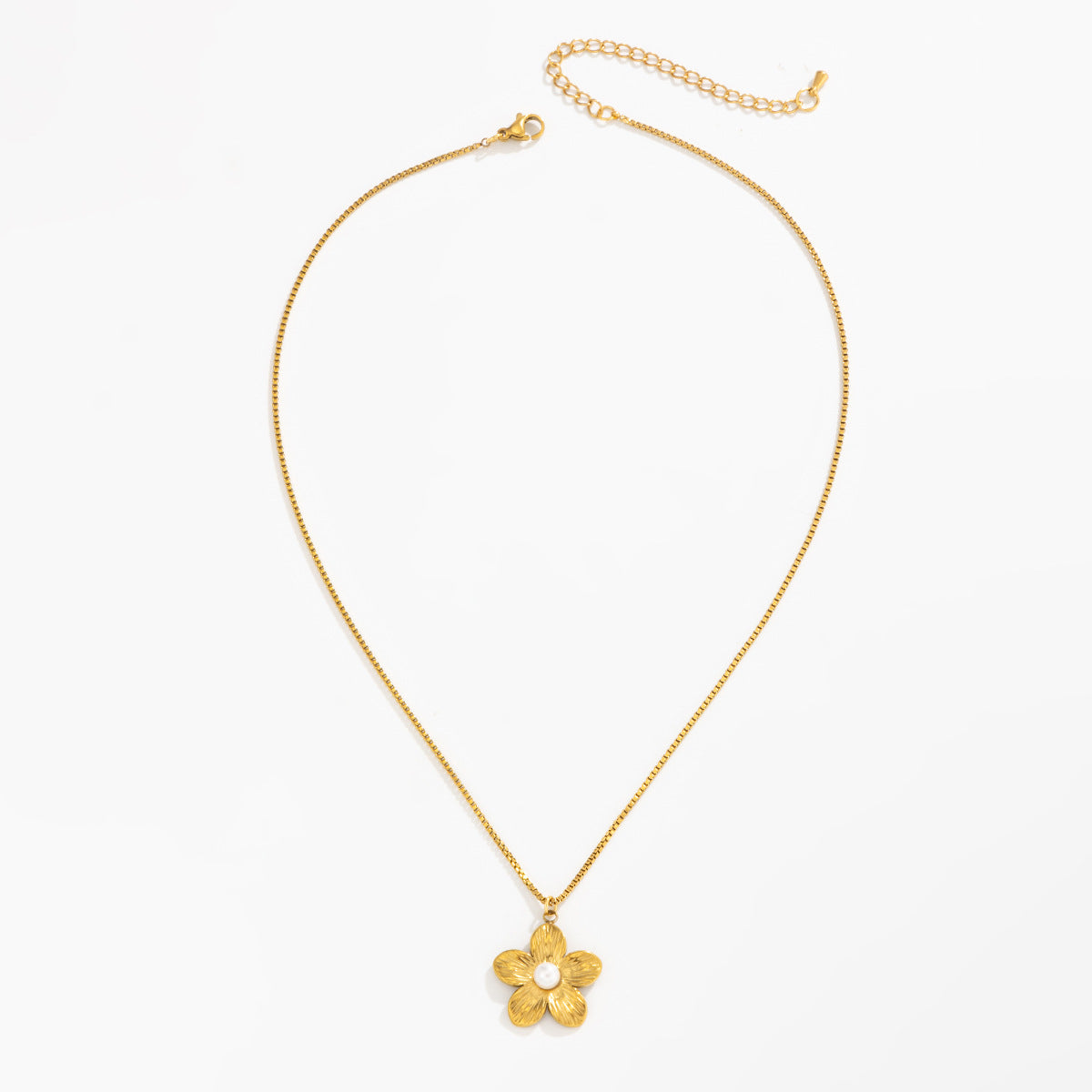 Stainless Steel Thin Chain Flower Collarbone Necklace Ocean Wind Conch Shell Star