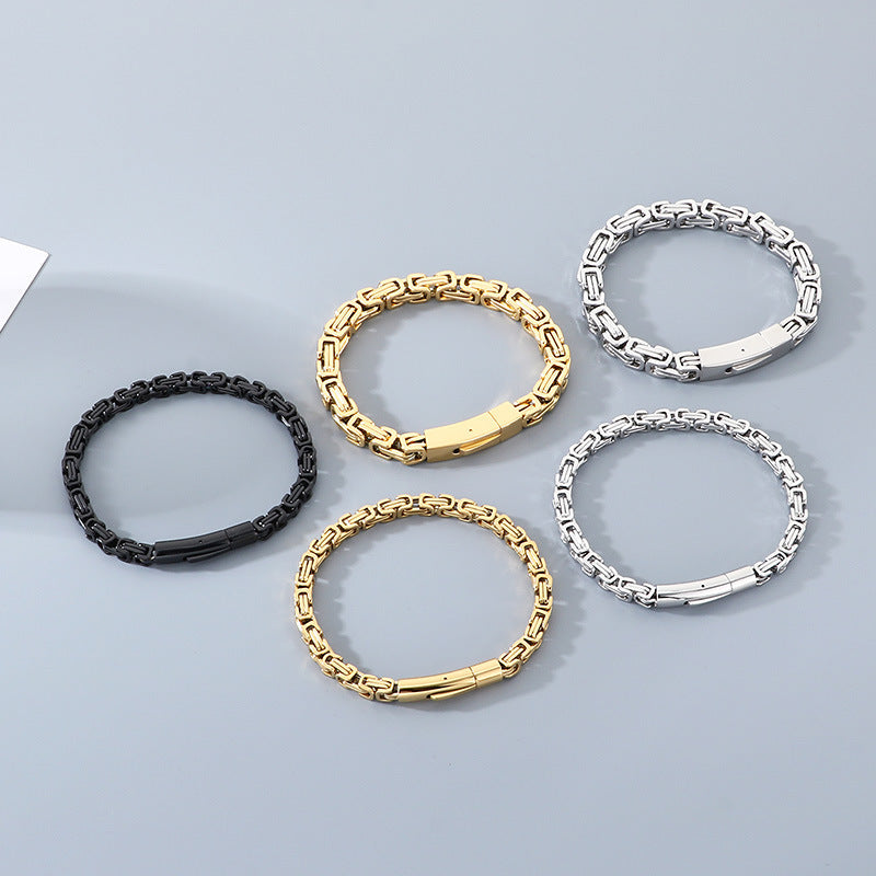 Hip-Hop Double Chain – Vacuum Electroplated Emperor Chain Stainless Bracelet