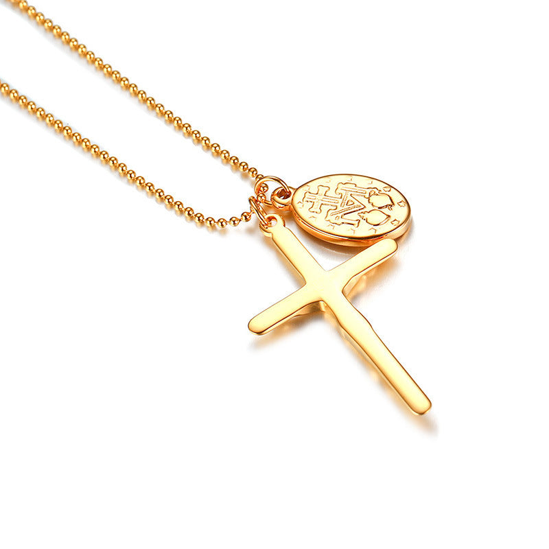 Pendant Sweater Chain Titanium Steel Virgin Mary Cross Necklace