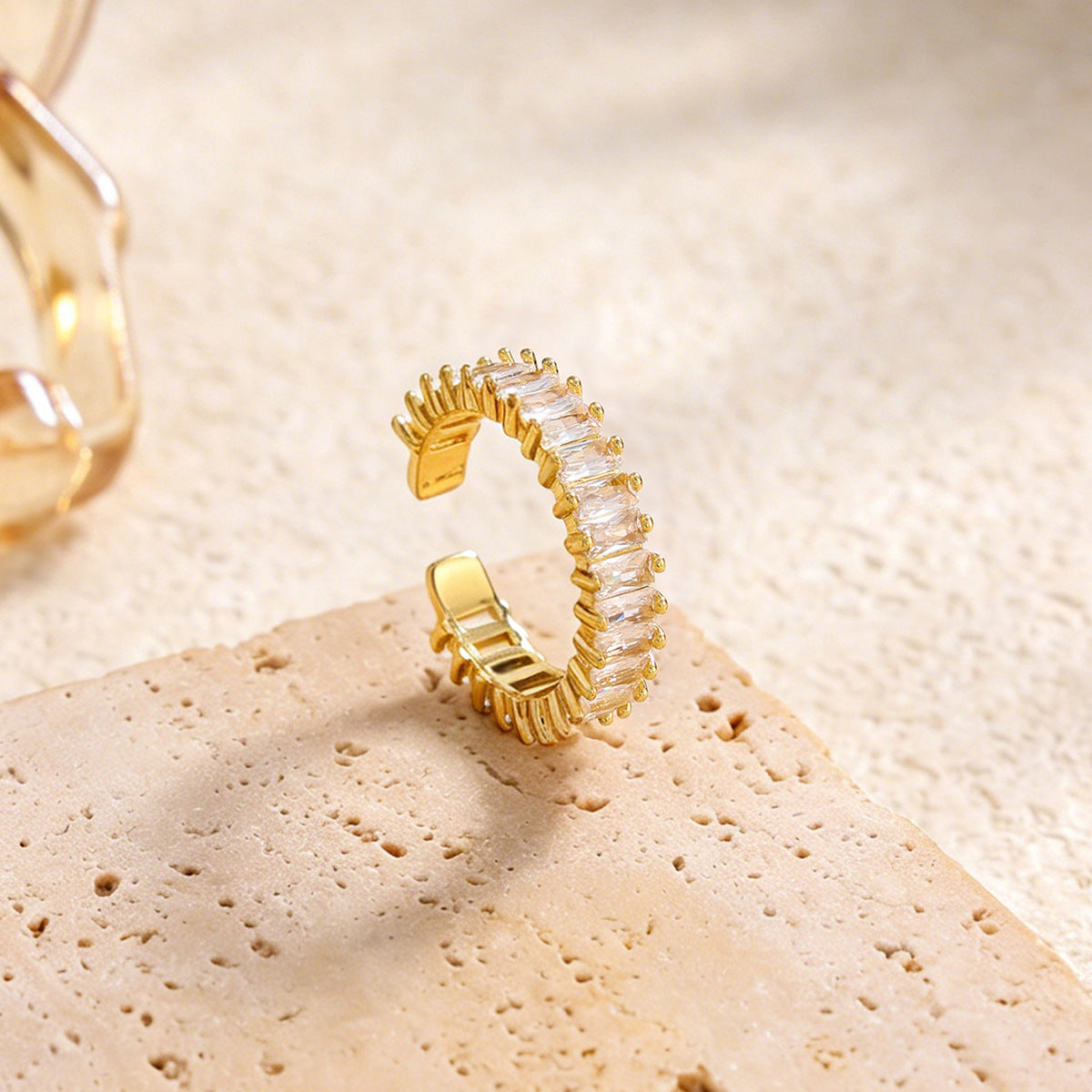 Stainless Steel Zircon Open Ring By Planderful Vienna Verve For Urban Professionals Statement Piece