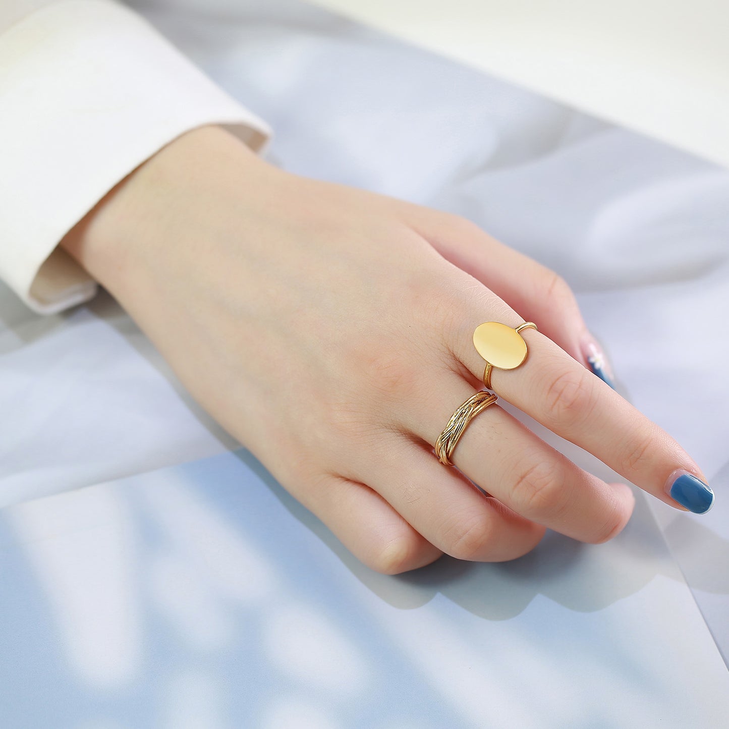 Stainless Steel Glossy Oval Personality Ring for Women