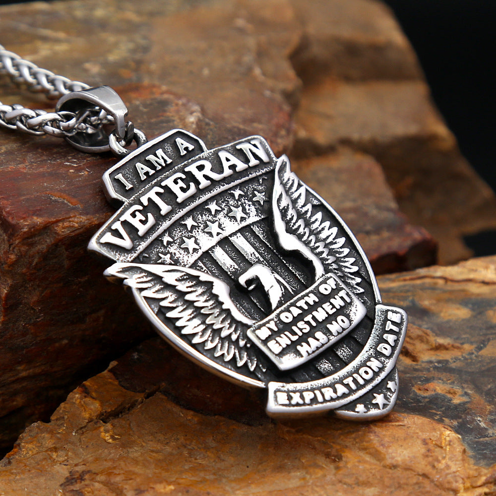 Vintage Eagle Stainless Steel Men's Pendant Necklace