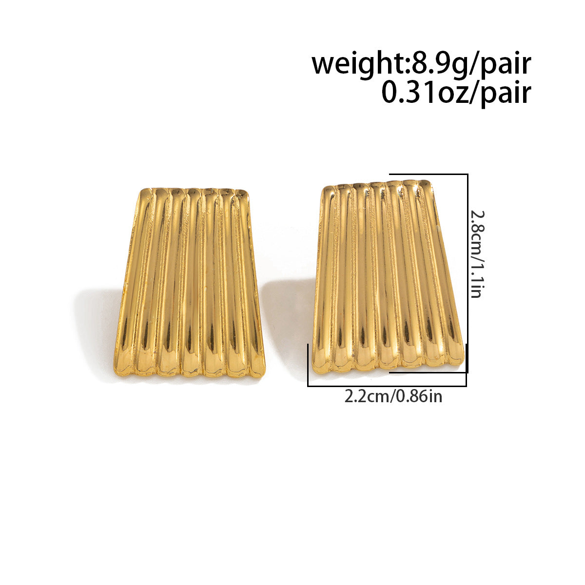 Planderful Stainless Steel Earrings With Glossy Vertical Pattern Geometric Texture For Modern Women