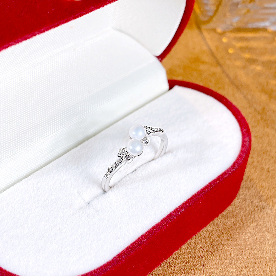 S925 Sterling Silver Freshwater Pearl Ring — Adjustable