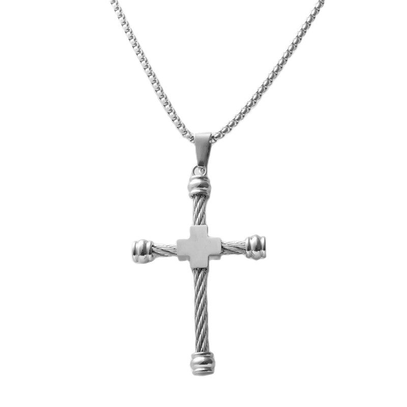 Personalized Retro Titanium Steel Cross Pendant Necklace for Men - Trendy Everyday Accessory