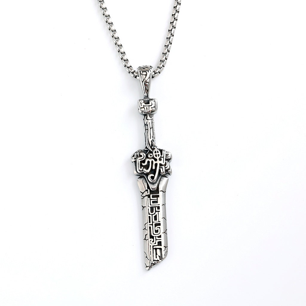 Vintage Dagger Stainless Steel Pendant Necklace