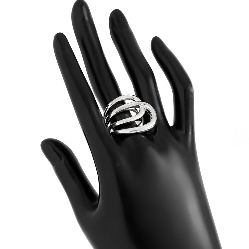 Planderful Geometric Line Ring for Women Hollow Joint Minimalist Statement Jewelry Vienna Verve