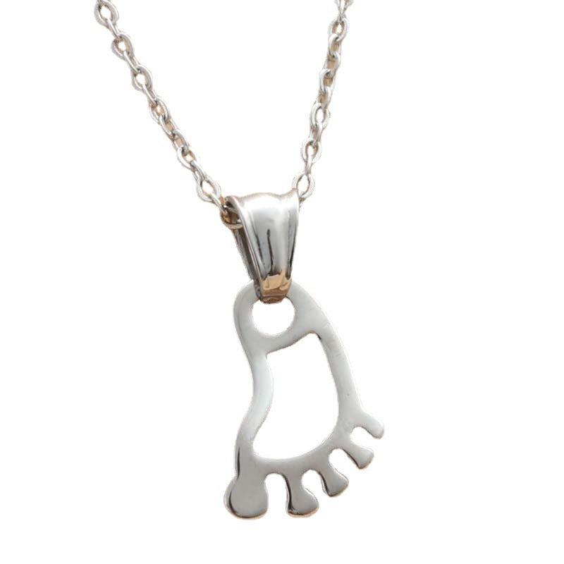 Personalized Titanium Steel Foot Pendant Necklace - Trendy Punk Design for Men and Women