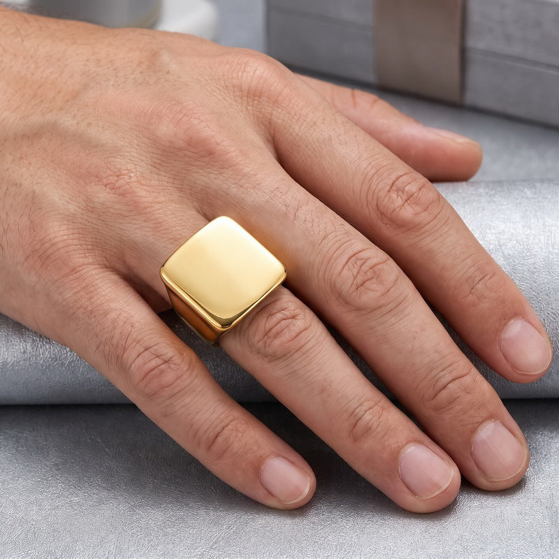 Wide Aspect Ring Hip-Hop Smooth/Sand Surface Men's And Women's Stainless Steel Ring