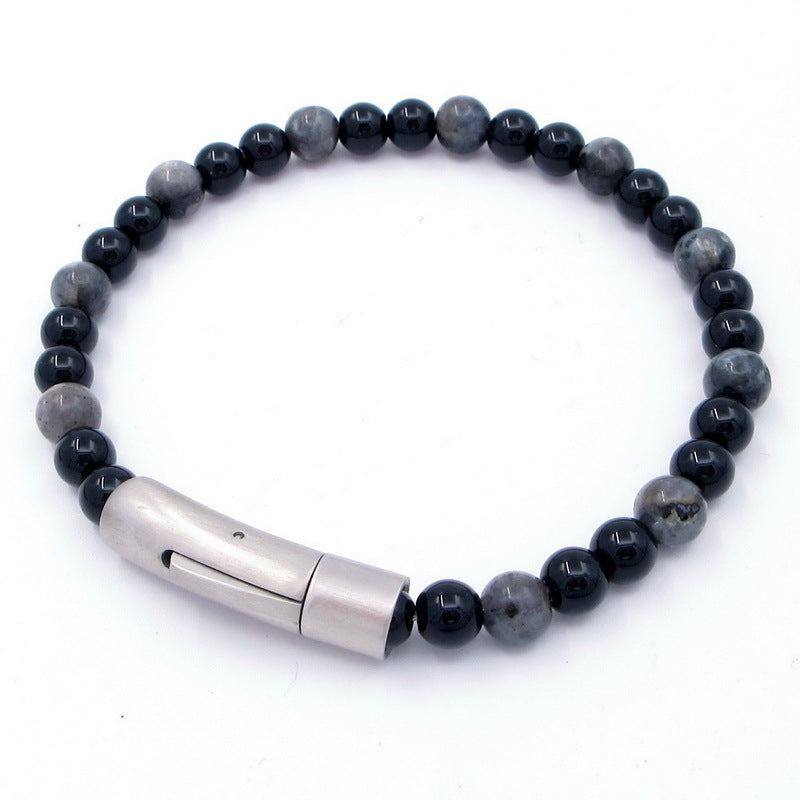 Bracelet – Tiger's Eye Stone Turquoise Magnetic Buckle Titanium Steel Men's Beaded