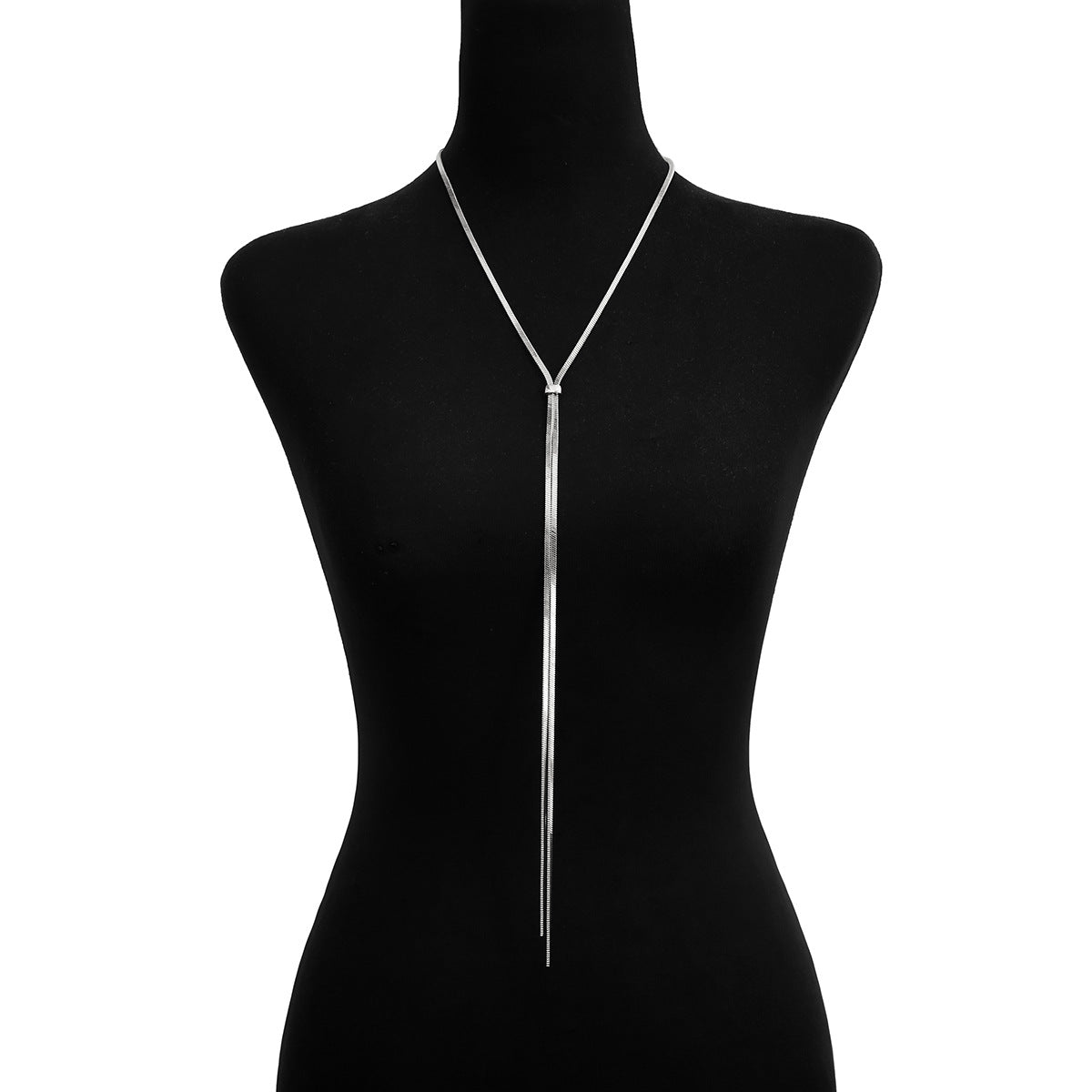 Stylish Long Tassel Necklace with Y-Shaped Thin Metal Chain