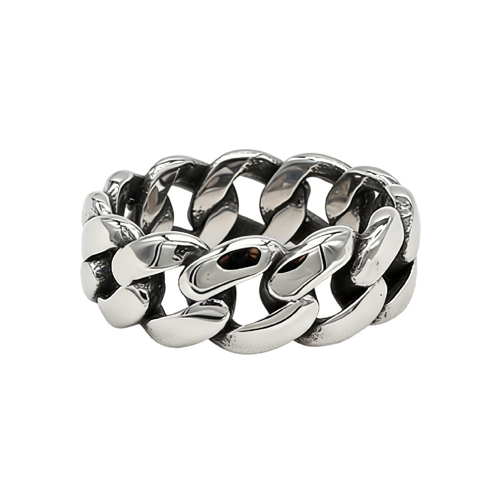 Planderful Titanium Steel Cuban Chain Ring Unisex Polished Statement For Men Everyday Genie