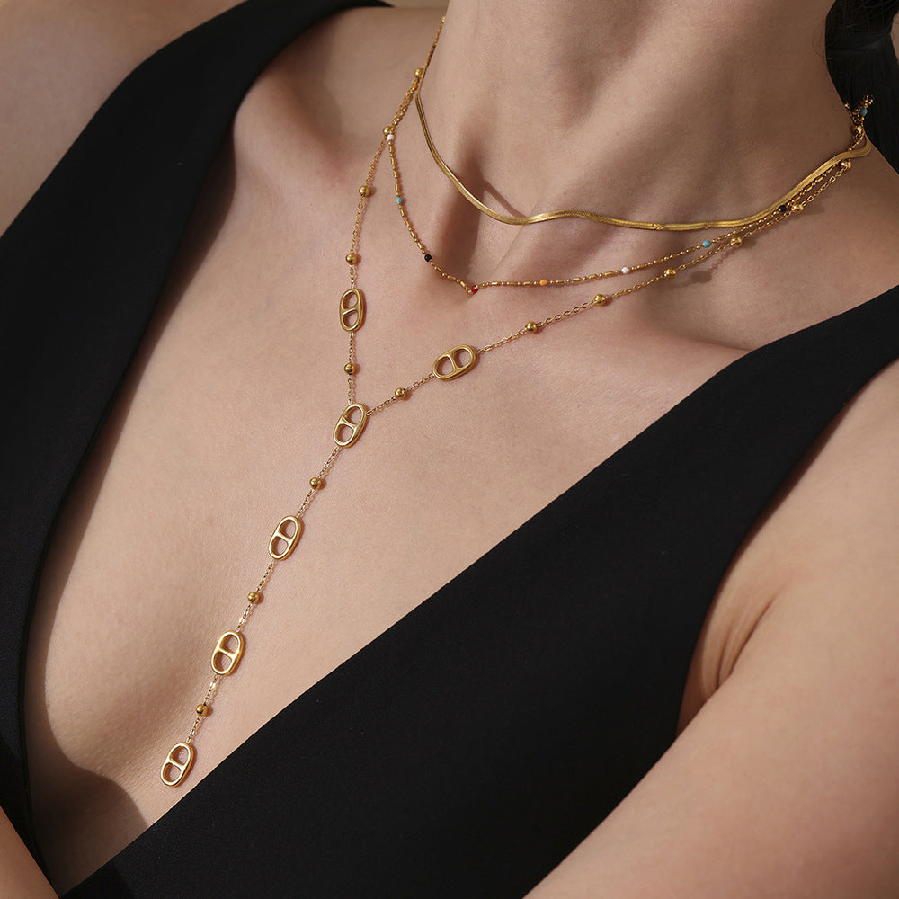 Planderful Tassel Long Clavicle Necklace for Women 18K Gold