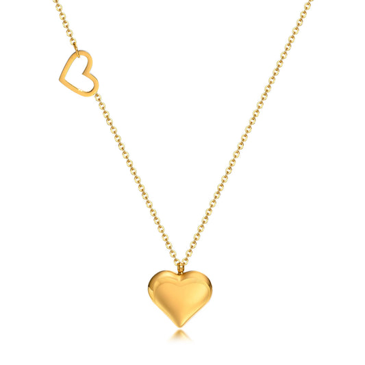 Chicker Mini Double Peach Heart Love Necklace for Ladies