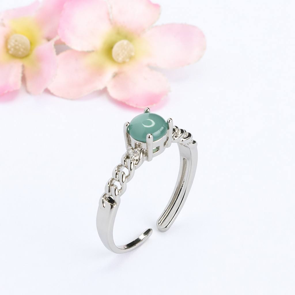 Blue-Water Jadeite Twisted Ring