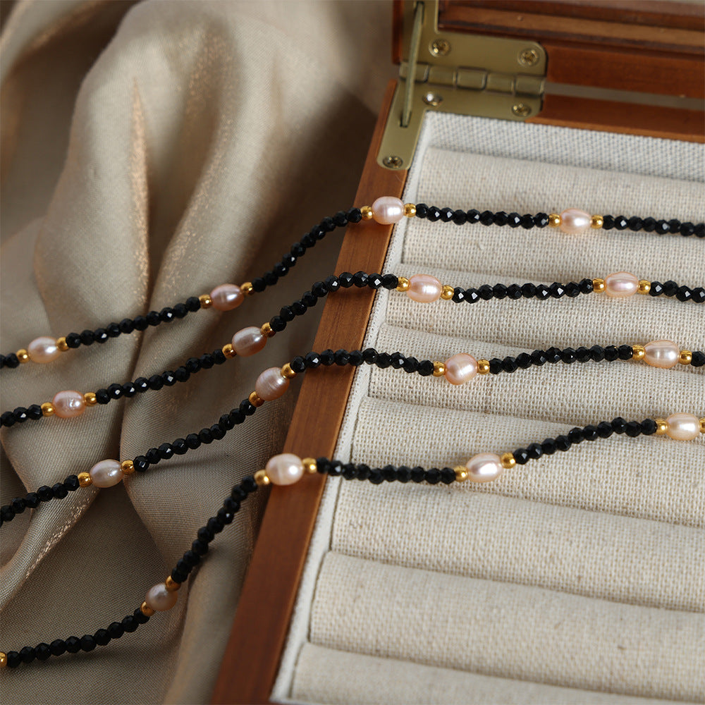 Tianhe Stone and Pearl Handmade Necklace - Middle Ancient Style Luxurious Jewelry