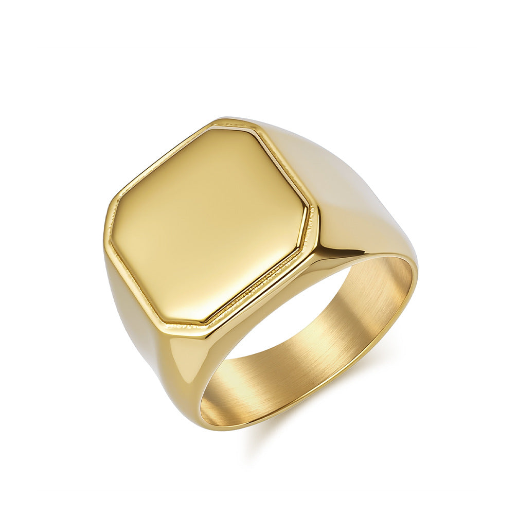 Planderful Everyday Genie Stainless Steel Ring For Men Square Seal Smooth Finish Niche Fashion Jewelry