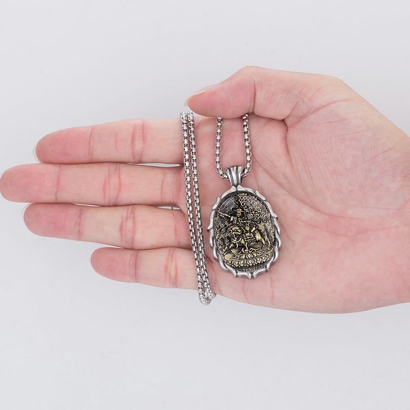 Steel Necklace – Vintage Buddha Pendant For Men