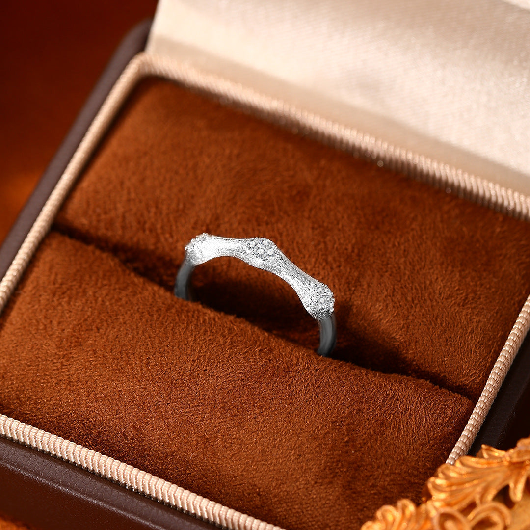 Bamboo Inlaid S925 Sterling Silver Women's Ring