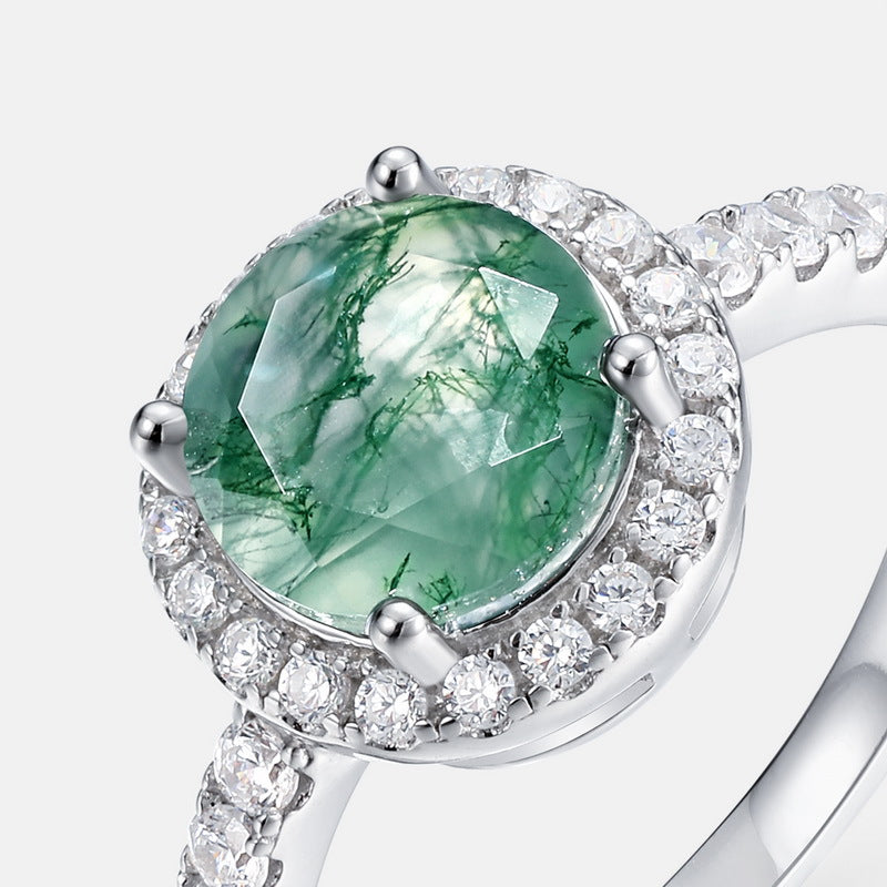 S925 Sterling Silver Moss Agate Signature Ring