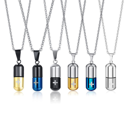 Stainless Steel Pill Perfume Bottle Pendant Necklace Wholesale