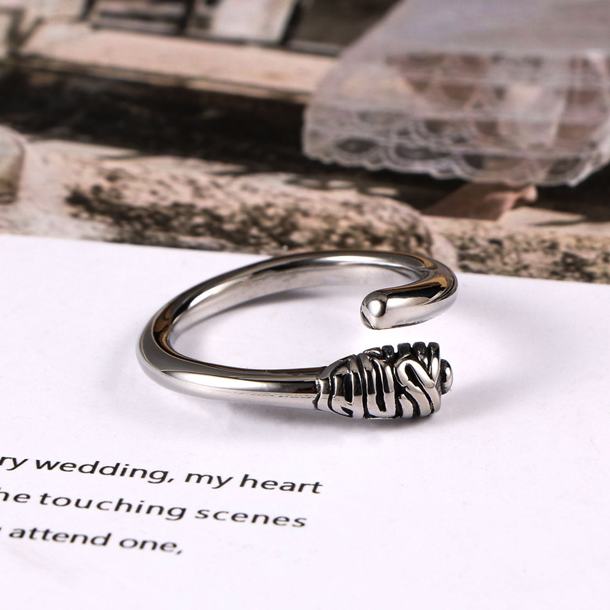 Couple Titanium Steel Ring Thin Retro Style Size 7 11