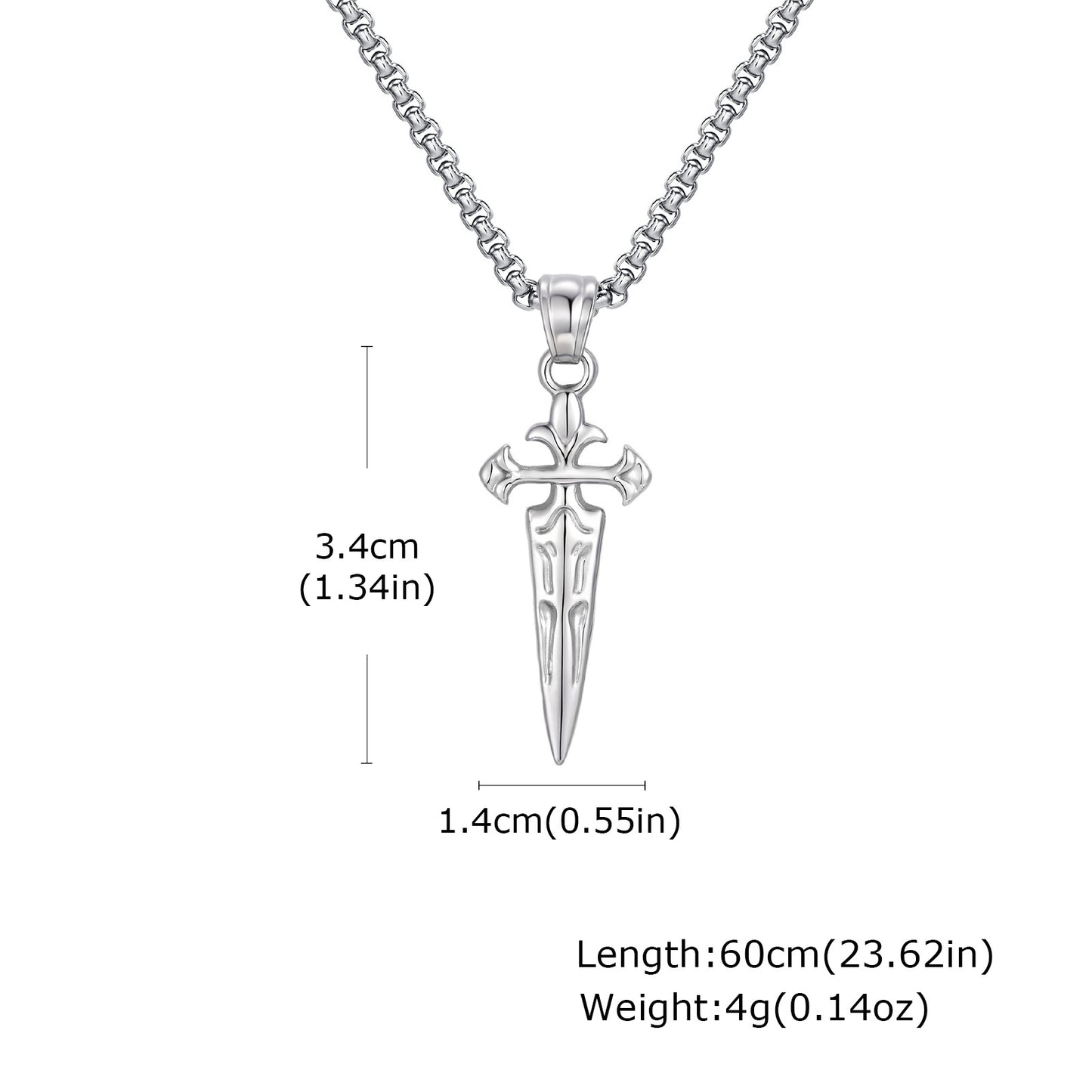 Planderful Stainless Steel Sword Cross Pendant For Men