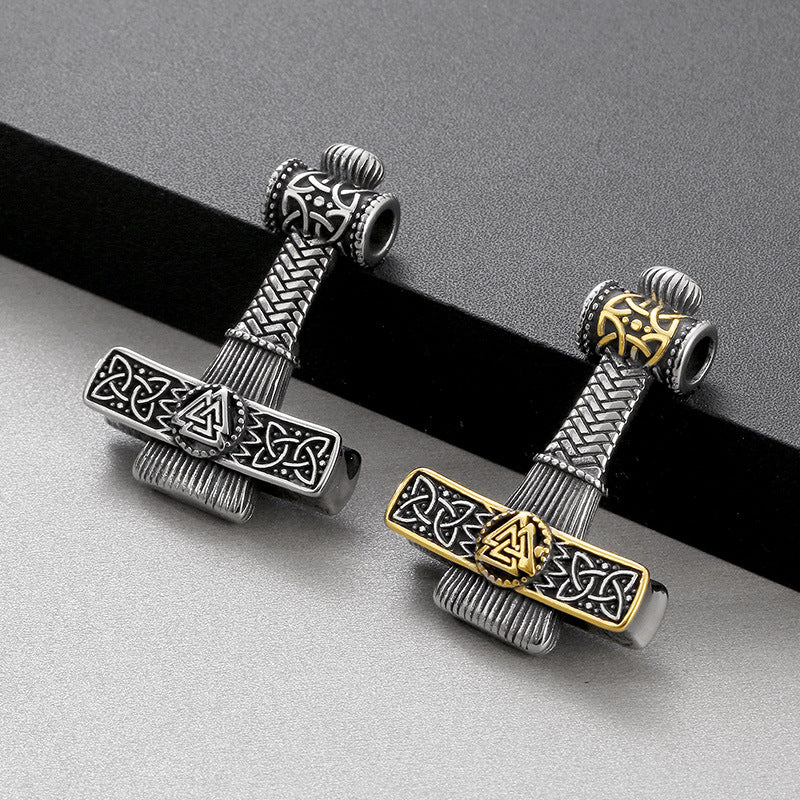 Personalized Viking Thor's Hammer Pendant for Men - Retro European and American Stainless Steel Accessories