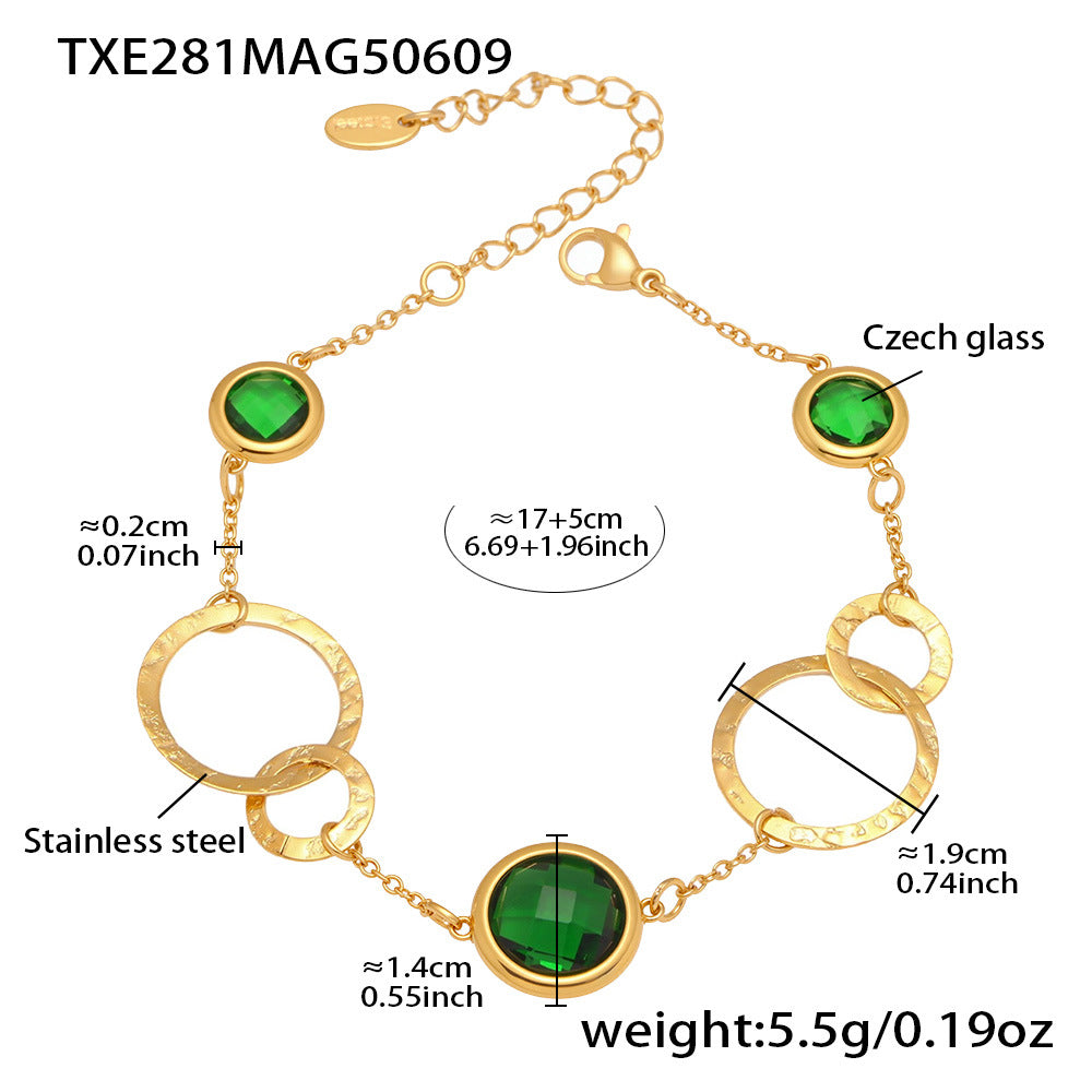 Planderful Czech Glass Ring Bracelet Women Elegant Jewelry