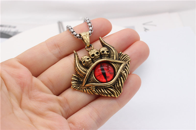 Titanium Steel Pendant Unisex Retro Protective Symbols Devils Eye Bulls Eye Planderful