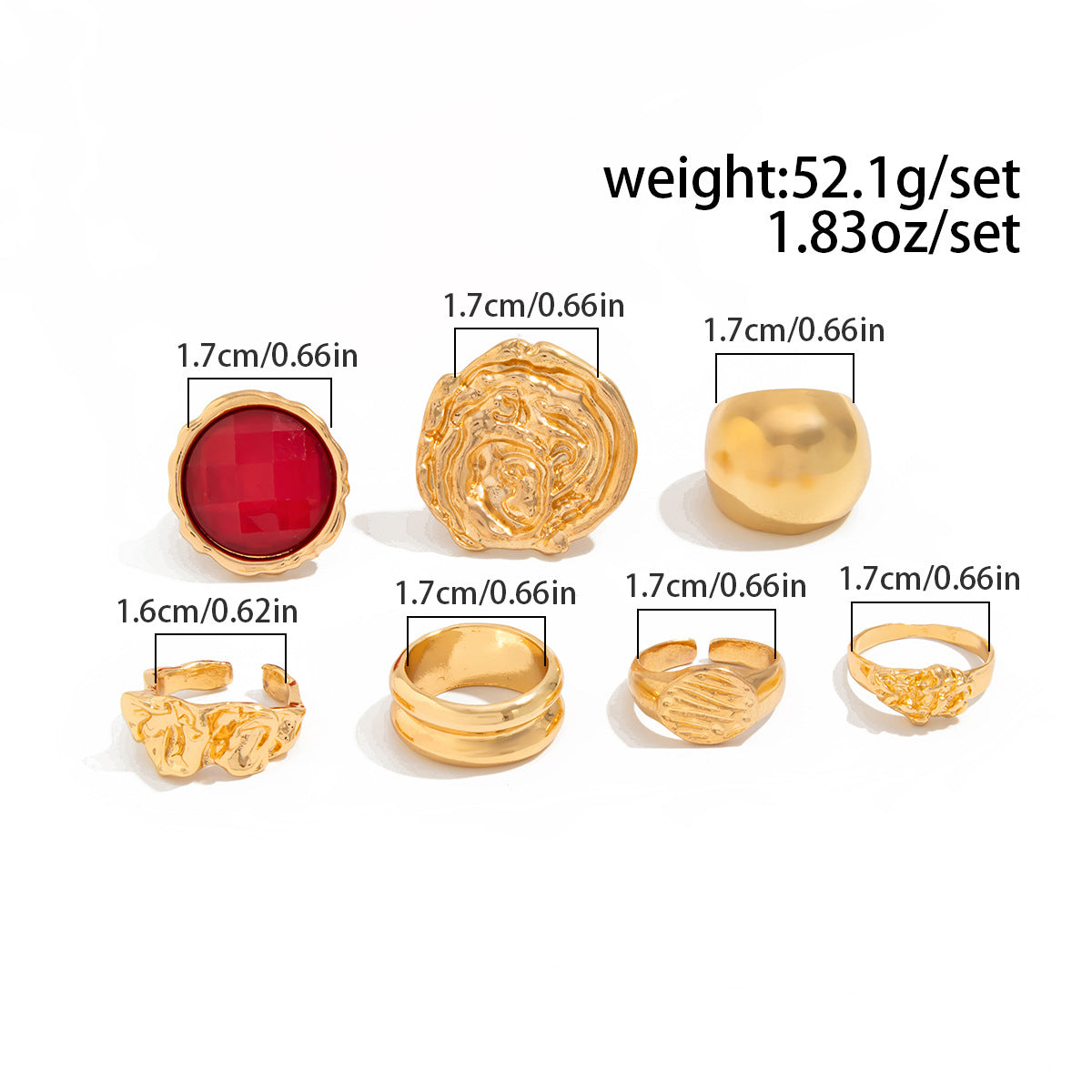 Planderful Vienna Verve Gemstone Ring Set Stackable Lava Rings For Bold Fashion Lovers Statement Jewelry