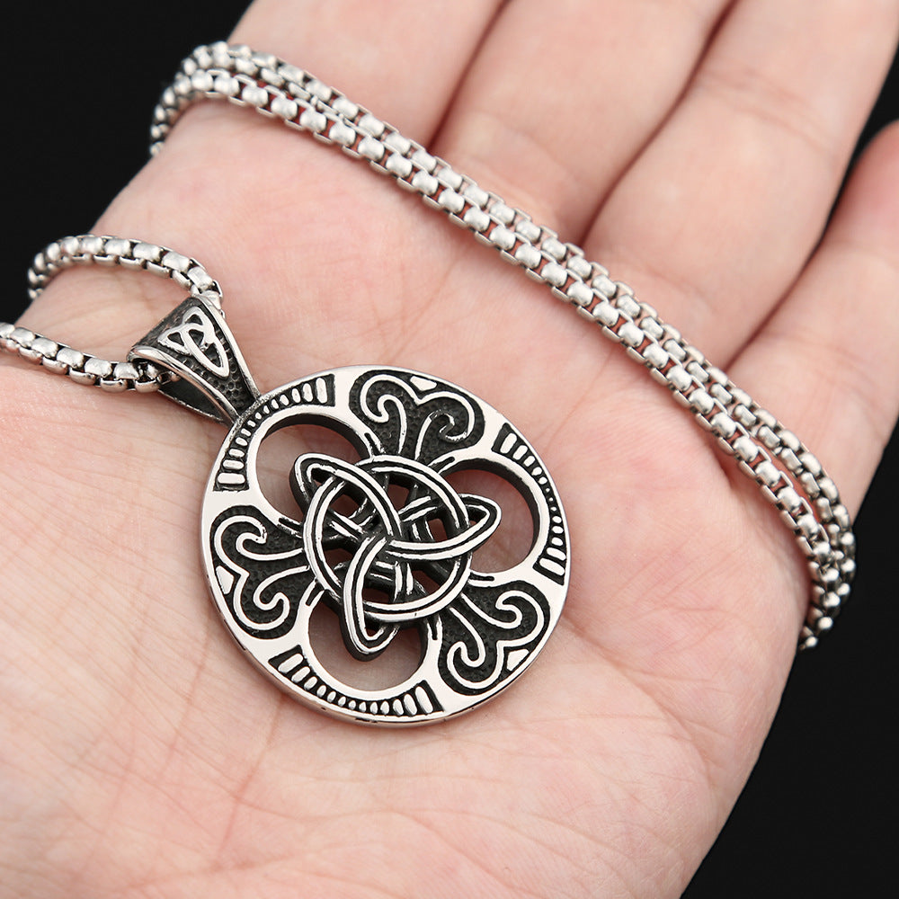 Foreign Trade Explosion Stainless Steel Irish Knot Pendant Necklace for Men